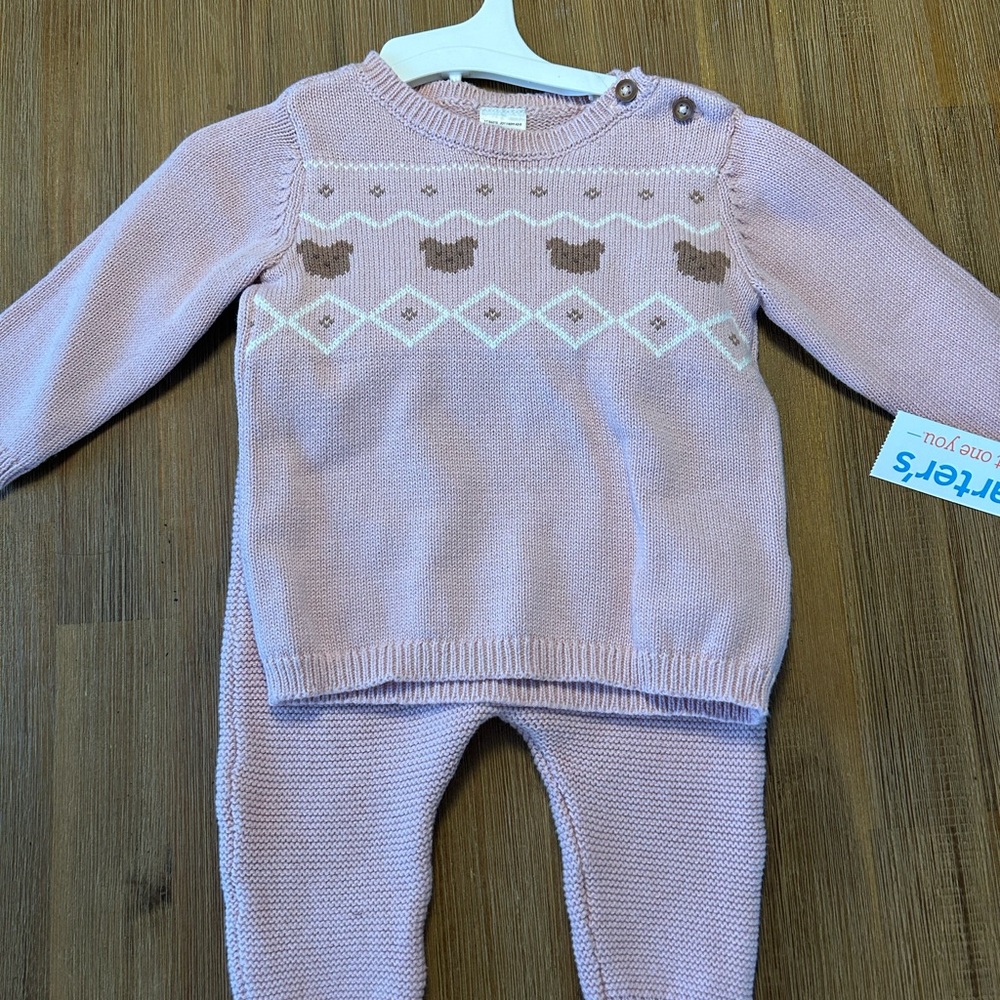 Carter's Pink Knit Baby Sweater Set